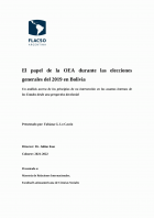 El papel de la OEA durante las elecciones generales del 2019 en Bolivia