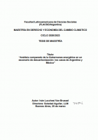 Análisis comparado de la Gobernanza energética en un escenario de descarbonización