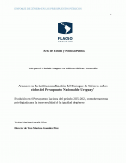 Avances en la institucionalización del Enfoque de Género en los ciclos del Presupuesto Nacional de Uruguay